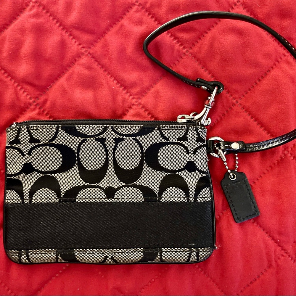 Black and Gray Coach “C” Logo Wristlet